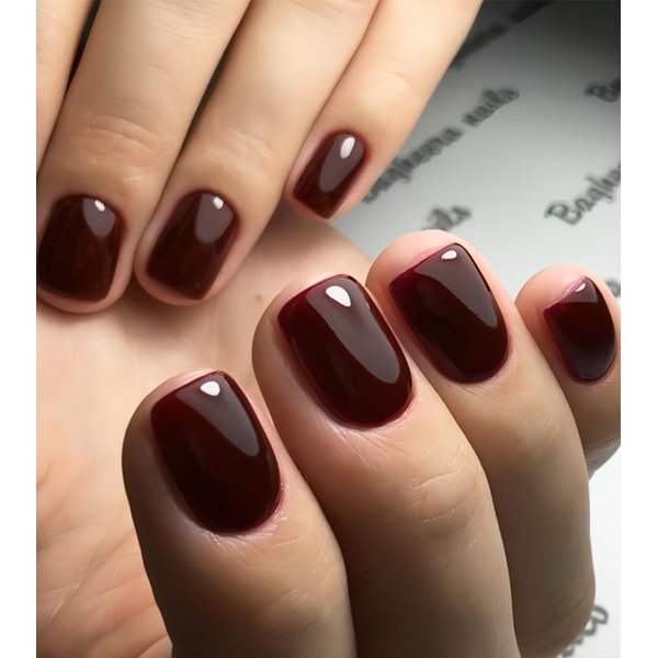 Press on Nails Short - Aegenacess Square Press On Nails, Jelly Wine Red Stick On Nails, Burgundy Glue On Nails with Jelly Stickers, Solid Color Fake Nails in 12 Size - 24PCS False Nail Kit