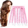No Heat Hair Curler Headband for Long Hair, Satin Heatless Curling Rod with Adjustable Strap Overnight No Heat Curling Roller for Women and Girls Waves and Curls (Pink)
