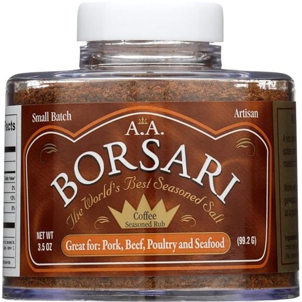 Borsari Coffee Seasoning Rub - Gourmet Seasoning Rub with Coffee and Cocoa - Gluten Free All Natural Multi-Purpose Seasoning For Barbecue Rubs and Sauces - 3.5 oz Shaker Bottle