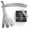Straight Edge Barber Razor for Close Shaving - Professional Straight Blade Razor for Men with 100 Single Edge Blades- Mens Straight Razor Kit