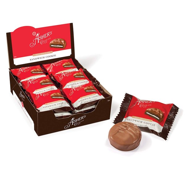 Asher's Chocolates, Chocolate Covered Sandwich Cookie, Gourmet Chocolate Covered Treats, Small Batches of Kosher Chocolate, Family Owned Since 1892 (18 Cookies, Milk Chocolate)