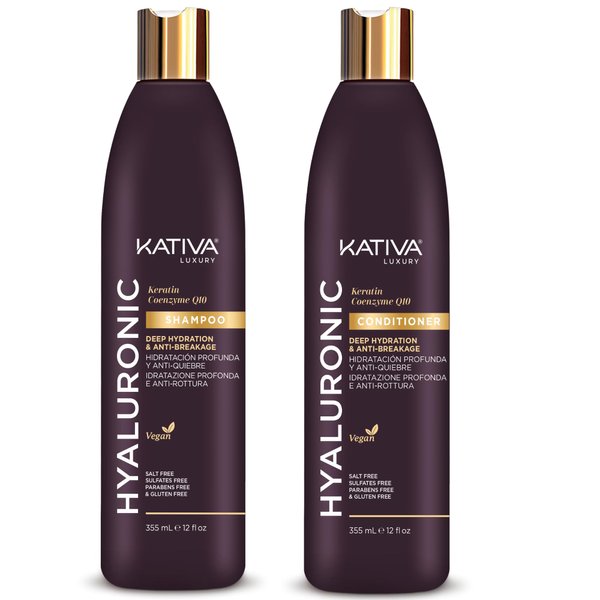 Hyaluronic Q10 Shampoo and Conditioner Pack set of 2. Vegan Deep Hydration & Anti-Breakage without Sulfated and Parabes Free.