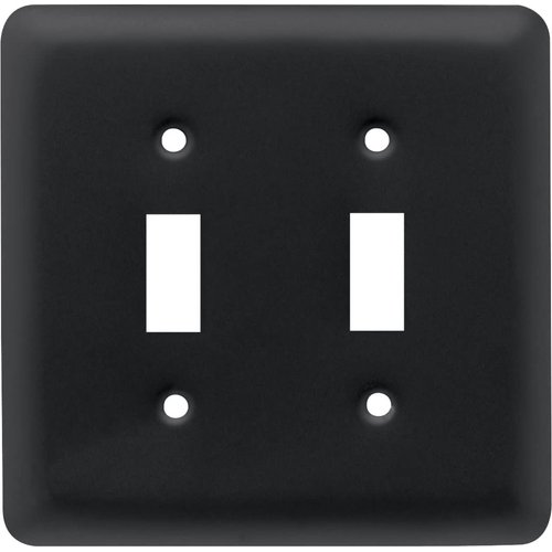 Franklin Brass Stamped Round (1-Pack) Decorative Light Switch Cover Matte Black 2-Gang Wall Plate Double Switch/Toggle Plate Covers Electrical Outlet Covers W10246-FB-C