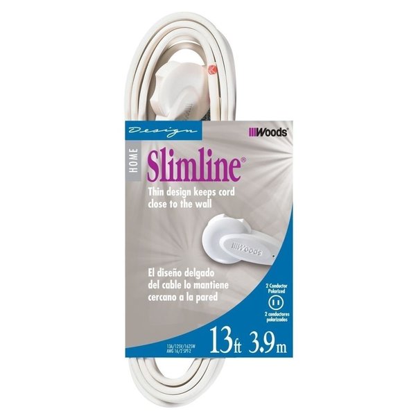SlimLine 2237 Flat Plug Extension Cord, 2-Wire, 13-Foot, White…