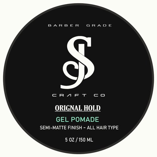 Pomade 5oz - SJ Craft Co Gel Pomade - Original Hold Strong - Medium Shine with Natural Semi Matte Smooth Slick Finish Gel - Edge Control Transparent Clear Color - Men Hair Styling Product, Barber Grade Water Based – Scented No Flakes Re-Workable - Curly W