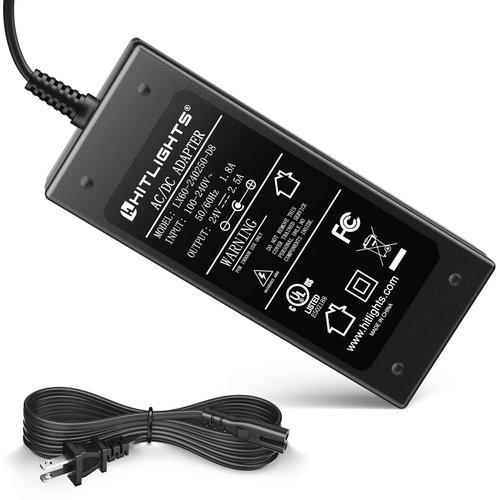 HitLights 24V Power Supply, 2.5A 60W Adapter Transformer UL Listed, 100V-240V AC to 24V DC Converter with 5.5 x 2.1mm DC Plug ＆ AC Cord for LED Strip Lights and Other Low Voltage Devices