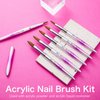 Shine Chance 4Pcs Acrylic Nail Brushes Set, Kolinsky Acrylic Nail Art Brush, Art Design & Polish Mistake Cleaning Manicure Tools for Women Acrylic Application (Size 6 8 12 14)