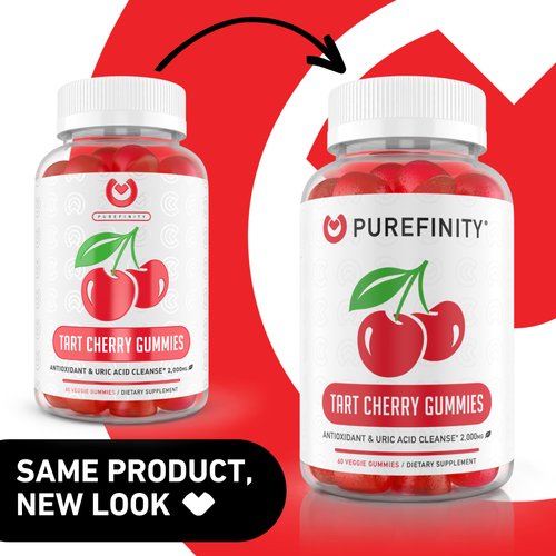 PUREFINITY Tart Cherry Gummies Raw Vegan Cherry Extract Gummy for Advanced Uric Acid Cleanse, Powerful Antioxidant with Joint Support - 60 Gummies