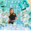 13th Birthday Decorations for Girls, Teal Glitter Official Teenager Birthday Cake Topper and sash, Happy Birthday Banner, Silver 13th Birthday Crown, NO.13 Birthday Foil Balloons, Latex Balloons