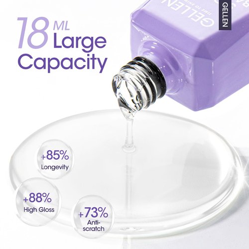 Gellen Gel Top Coat - 18ml 3pc Gel Base and Top Coat Matte & Glossy Top Coat for Gel Nail Polish,No Wipe Clear Gel Top Coat Gel Base Coat Nail Polish Soak Off UV Lamp Gel Polish Set for Starter