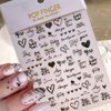 6 Sheets Heart Nail Art Stickers - Letters Nail Decals 3D Self-Adhesive Valentine's Day Nail Art Supplies Heart Love English Alphabet Nail Stickers DIY Gold Nail Designs Manicure Decoration for Women