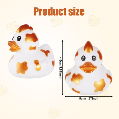 24pcs Cow Ducks, 6 Colors Mini Cow Rubber Ducks Novelty Funny Cow Print Duck Cowboy Duck Baby Bathtub Duck Toys Small Duckies for Baby Shower Party Favors Decoration Swimming Pool Supplies