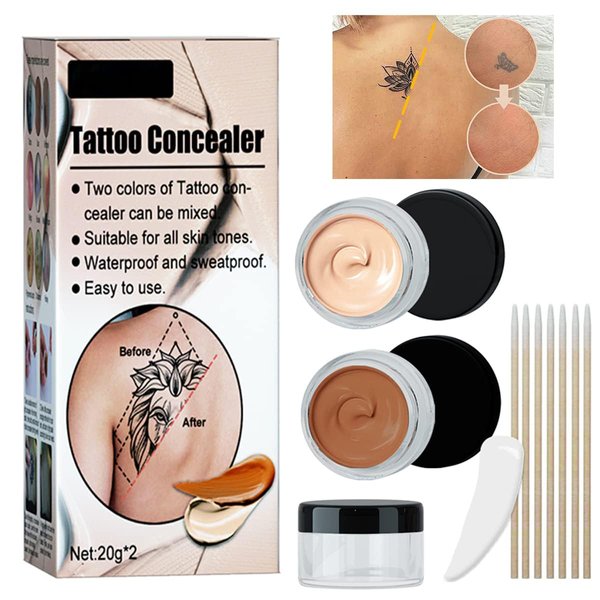 Tattoo Cover up, Makeup Waterproof, Tattoo Concealer, Scar Cover Up Makeup Waterproof, Professional Skin Concealer Set for Dark Spots, Scars, Vitiligo.