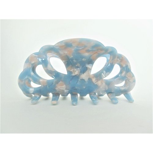 Generic Sky blue and white pink marbled hair claw clip for medium fine hair