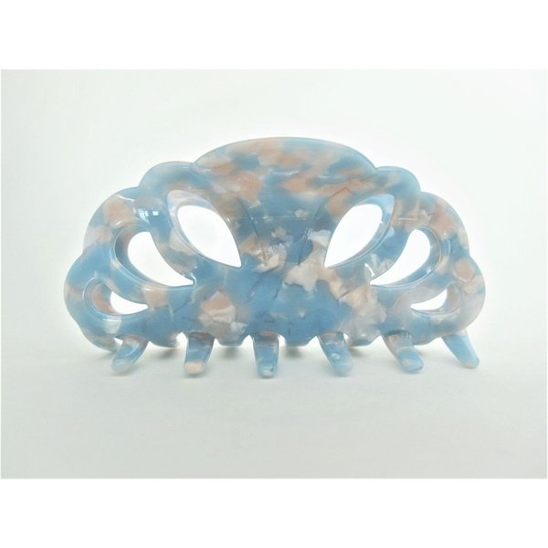 Generic Sky blue and white pink marbled hair claw clip for medium fine hair