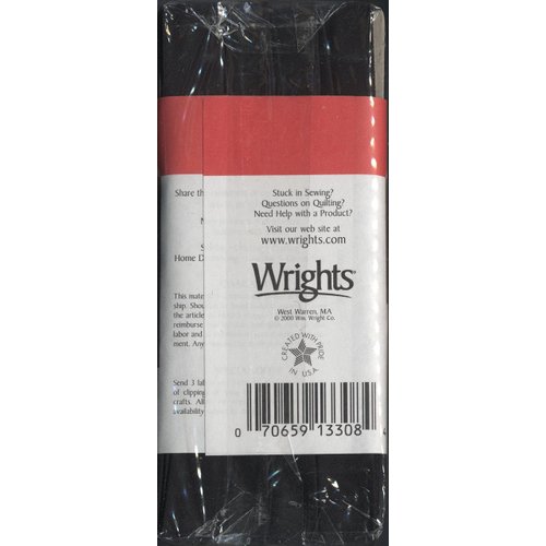 Wrights Products 117-206-031 Extra Wide Double Fold Bias Tape, 3 yd., Black