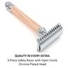 Parker 63C - Three Piece Shaving Open Comb Double Edge Safety Razor & 5 Parker Blades