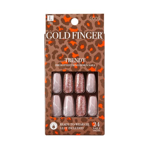 Gold Finger Full Cover Nails 24 False Nails Long Length