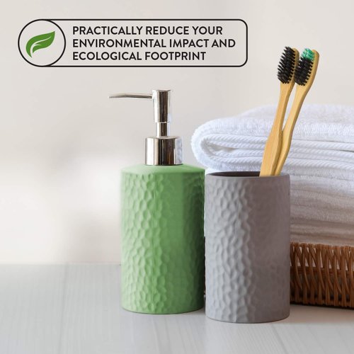 Lindo EcoGrip Charcoal Infused Bamboo Toothbrush - Soft German Made Fiber Bristles, Organic, Biodegradable and 100% Recyclable, Multi-Colored - Pack of 4
