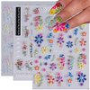 Generic 5D Flower Nail Stickers for Nail Art Self-Adhesive Daisies Design Nail Decals Personalized yellow blue white Flowers Nail Art Stickers Nail Stickers for Women DIY Manicure Tip 3 Sheets