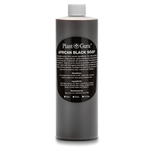 African Black Soap Liquid 16 fl. oz. 100% Raw Pure Natural From Ghana. Acne Treatment, Aids Against Eczema & Psoriasis, Dry Skin, Scars and Dark Spots. Great For Pimples, Blackhead, Face & Body Wash.
