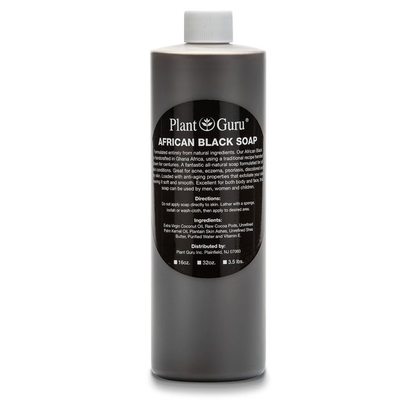 African Black Soap Liquid 16 fl. oz. 100% Raw Pure Natural From Ghana. Acne Treatment, Aids Against Eczema & Psoriasis, Dry Skin, Scars and Dark Spots. Great For Pimples, Blackhead, Face & Body Wash.