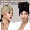 Xuhal 4 Pieces Mesh Hair Wraps for Black Women Sleeping Hair Wrap Scarf Cap Spa Headbands Hair Wraps Hair Nets for Women Black Natural Hair Wash Face Sleep (Navy Blue, Black, Beige, Camel)