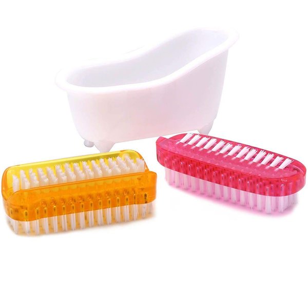 fingernail Brush for Men Kid Women Soft Stiff bristles Finger Nail Scrub Brushes foot scrubber Small Plastic Bathtub for Soap