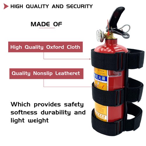 Car Roll Bar Fire Extinguisher Mount Holder Replacement for Jeep Wrangler CJ YJ TJ LJ JK JKU JL JLU, Polaris Ranger RZR General RS1, Can Am Maverick X3 & More - Adjustable Extinguisher Mount Strap
