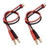 Treehobby 2PCS T-Plug to 4mm Banana Plugs Deans Style Connector RC Battery Balance Charge Cable Adapter Connectors for RC Helicopter Quadcopter Lipo Battery(14AWG 30cm)