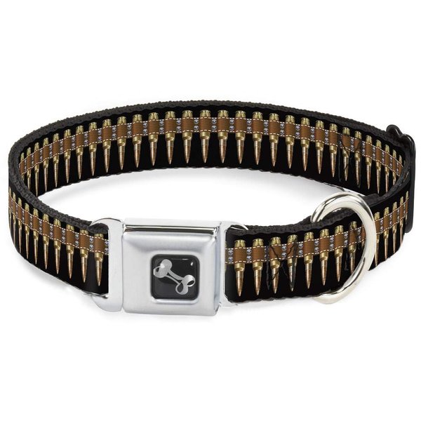 Buckle-Down Seatbelt Buckle Dog Collar - Bullets - 1" Wide - Fits 9-15" Neck - Small