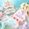12 Packs Sleepover Party Favors for Teenager Girl, Unicorn Animal Plush Sleep Eye Mask Soft Plush Nap Eyeshade Plush Bow Headbands, Elastic Hair Band for Single Women Spa Pajama Party (Fresh Style)
