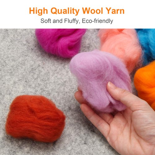 Coitak 72 Colors Fibre Wool Yarn Roving for Needle Felting Hand Spinning DIY Craft Materials