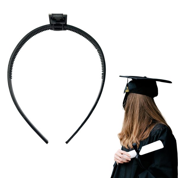 Prriudy Graduation Cap Headband Anti-Fall Hairband for Securing Graduation Cap, Hat Accessories for Graduates, Students, Women, Graduation Cap Not Included (1) Black