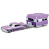 1959 Chevy Impala Purple Metallic with White Graphics and Alameda Trailer Purple Metallic and White Tow & Go Series 1/64 Diecast Model Car 15368-22C