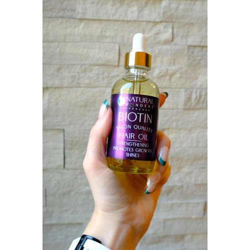 Natural Wunderz Biotin Hair Oil, Supports Hair Growth, Thickening Serum with Collagen and Vitamin B7, Moisturizing Scalp Treatment for Dry and Damaged Hair, Sulfate Free and Vegan Friendly, 4 Fl Oz