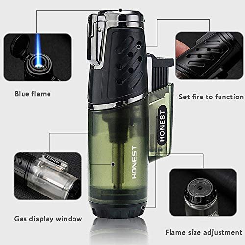 Navpeak Jet Lighter Windproof Turbo Strong Flame Gas Butane Refillable Torch Lighter with Butane Window Gadgets for Men & Women (Butane not Included) (Clear)