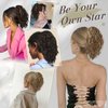 BARSDAR Short Highlight Ponytail Extension - 12 In Claw Clip Short Wavy Ponytail Hair Extensions for Women, Multi Layered Synthetic Clip in Pony Tail Hairpieces Girls Daily Party- Brown & Blonde