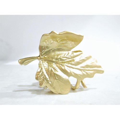Medium size gold textured metal leaf hair claw clip jaw clip (Primary color: Matte Gold)