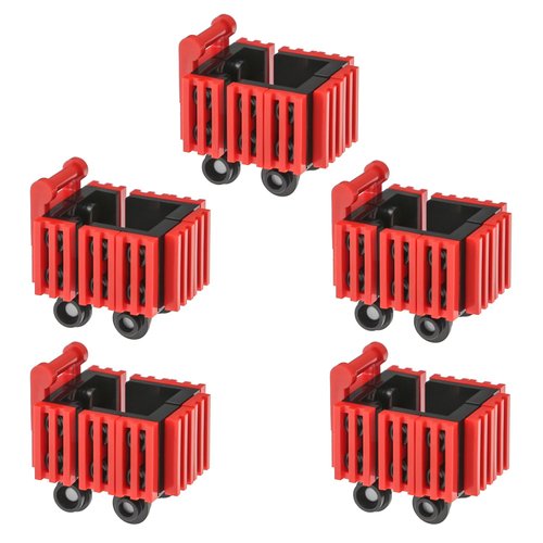 BrickBounty 5 Pcs Shopping-Cart Brick Set Compatible with Food Building Blocks, City Street Supermarket Model Accessories