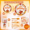 YQUQWN, 168PCS Thanksgiving Plates and Napkins Set, Thanksgiving Party Supplies, Serve 24 - Thanksgiving Plates and Napkins, Cups, Spoon, Fork and Knives for Fall Thanksgiving Party Decorations