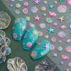 5D Embossed Nail Art Stickers - Shell Starfish Nail Stickers Self Adhesive Summer Nail Decals Cute Ocean Theme Design Colorful Shells Nail Art Supplies for Women Girls DIY Nail Salons