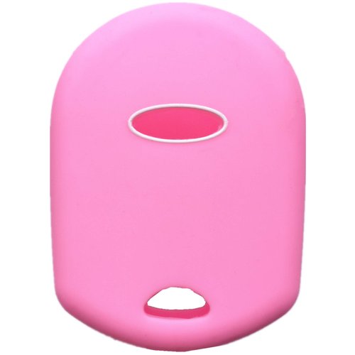 RUNZUIE Silicone Keyless Entry Remote Key Fob Cover Shell Compatible Fit for Ford Escape Explorer Mustang Transit Fusion Focus Lincoln Zephyr Mercury Grand Marquis Pink 4 Buttons