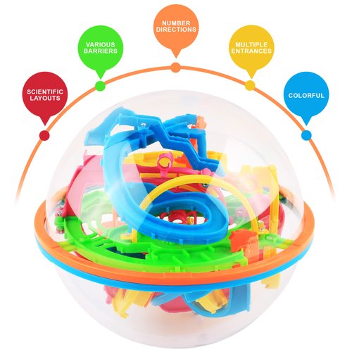 Gamieac 3D Maze Ball with 138 Challenges, Brain Teaser Puzzle Games for Kids and Adults, 3D Mind Games for Hours of Challenging Fun, Road Trip Game and Airplane Activities for Kids