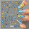 5D Embossed Seashell Starfish Nail Art Stickers Self- Adhesive Nail Decals Ocean Theme Nail Art Supplies for Nail Decorations Marine Life Summer Acrylic Nails Adhesive Slider for Women DIY Manicure