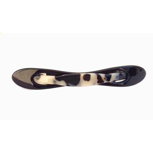 Wardani long Skinny Buckle Shape Acetate Barrette Clip, Hand Made in France (White Tokyo)