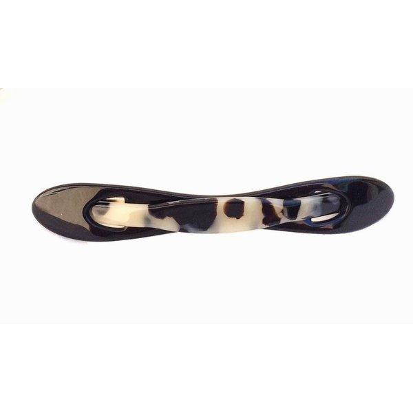 Wardani long Skinny Buckle Shape Acetate Barrette Clip, Hand Made in France (White Tokyo)