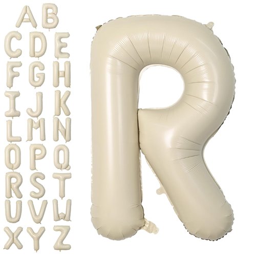 Letter Balloons Beige,40 Inch Letter R Balloons,A-Z Alphabet Name Foil Balloons,Big Single Cream Aluminum R Word Balloons Helium for Birthday,Anniversary,Baby Shower,Wedding Party Supplies Decorations