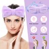 Molain Spa Headband, Bowknot Hair Bands Makeup Headbands Women Coral Fleece Elastic Headband Washing Face Hair Wrap for Washing Face Shower Sports Beauty Skincare (Purple)