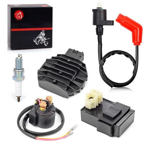 CDI Box Ignition Coil Voltage Regulator Rectifier Relay Kit for Honda Recon 250 TRX250 TE/TM 1997-2004 TRX250EX TRX250X 2001-2019